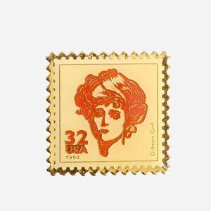 90s academia twee gibson girl usps stamp pin